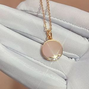 Rose gold titanium and simulated diamond circle pendant luxury necklace new